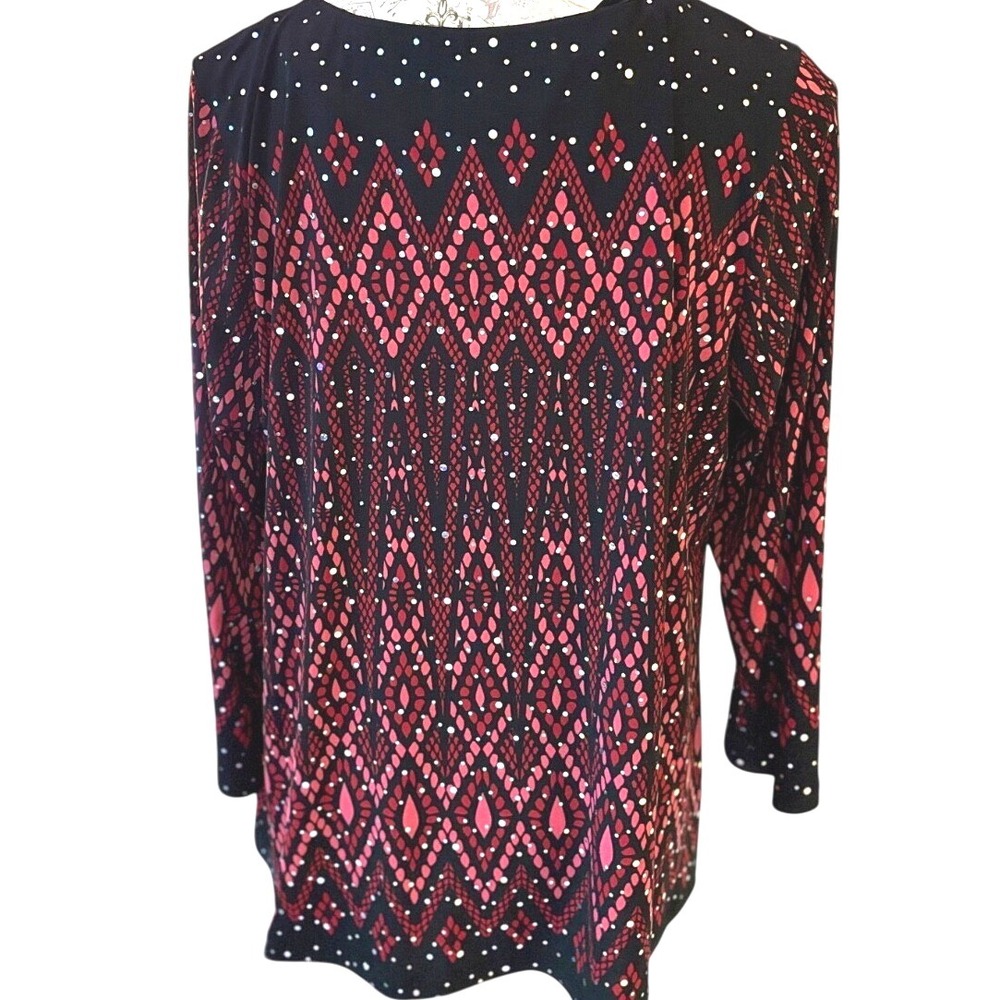 NWOT Bob‎ Mackie's Wearable Art SZ L, SPARKLE long sleeve blouse top holiday